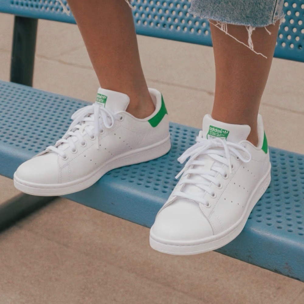 Adidas Stan Smith Women's Classic White Sneakers with Green Accents